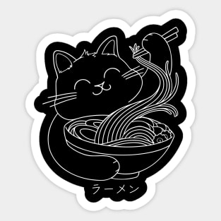 Ramen Cat Line Art Sticker